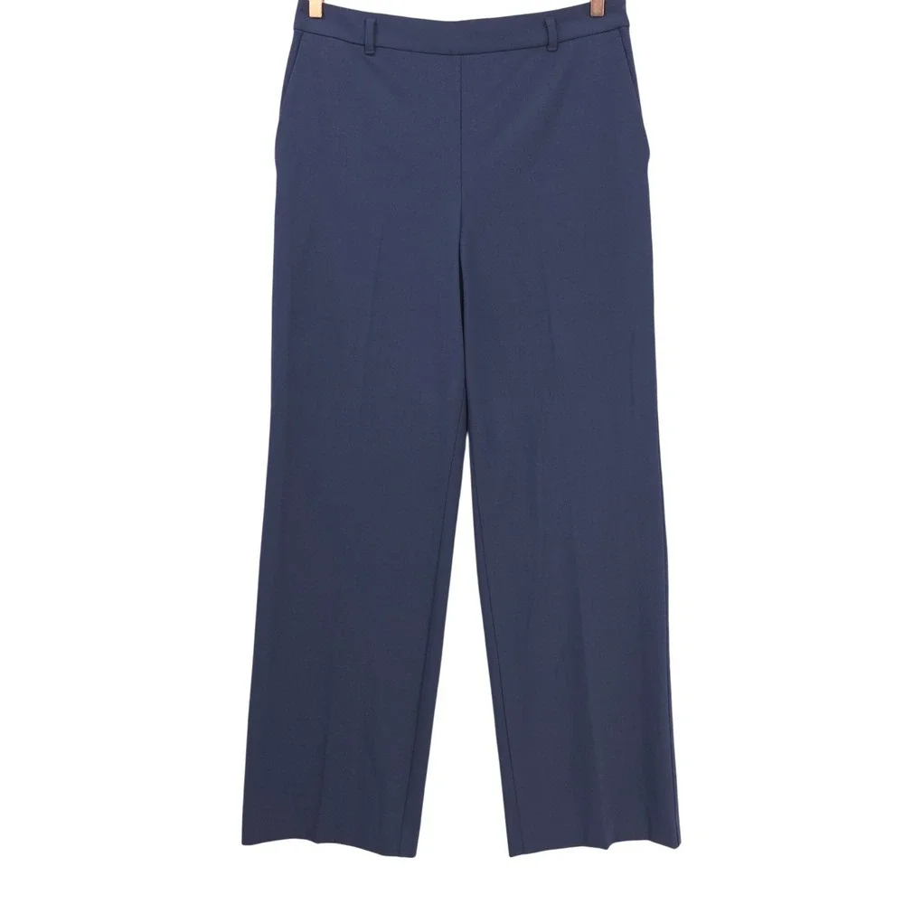 Ann Taylor Womens 12T Navy The Wide Leg Pant in Doubleweave